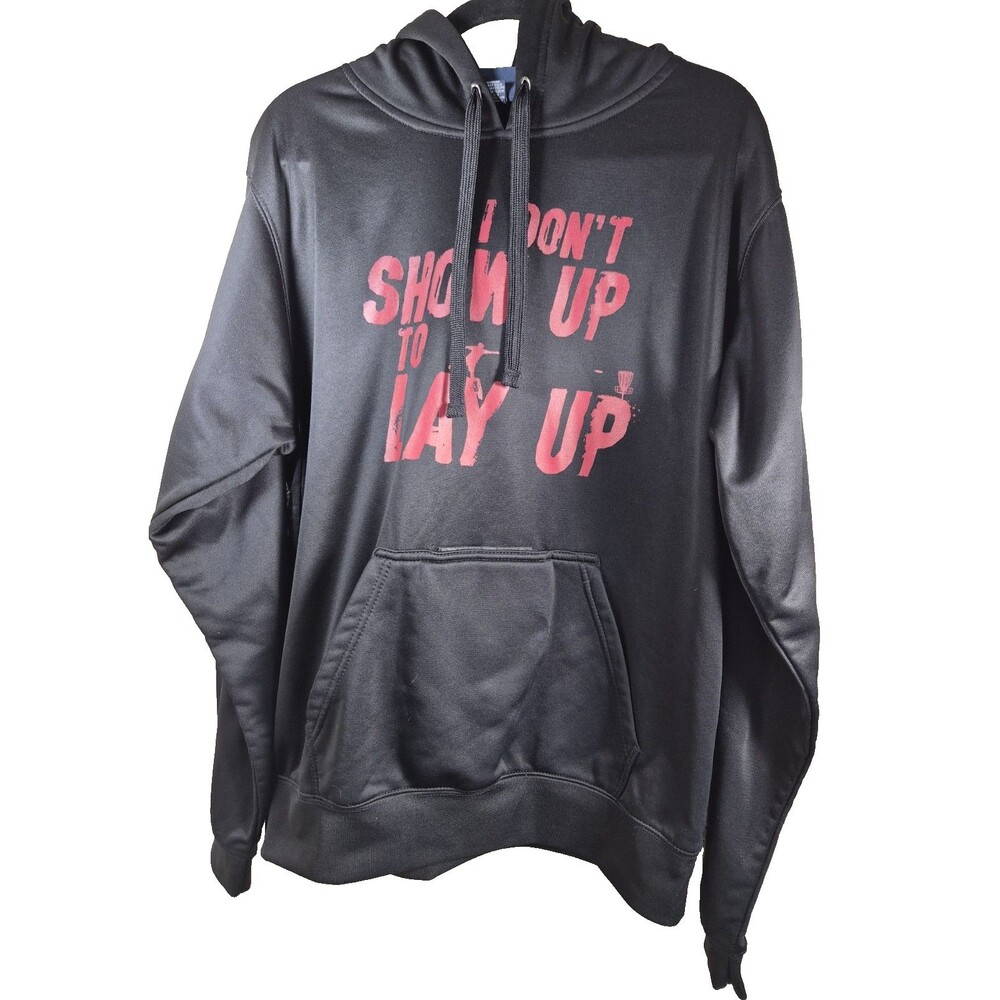 J America Huzu Mens L Black Hoodie I Don’t Show Up To Lay Up Graphic Pullover